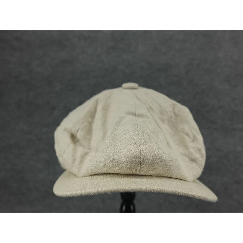 Botvela Newsboy Cap Mens Small Beige 100% Linen Herringbone Baker Boy Hat